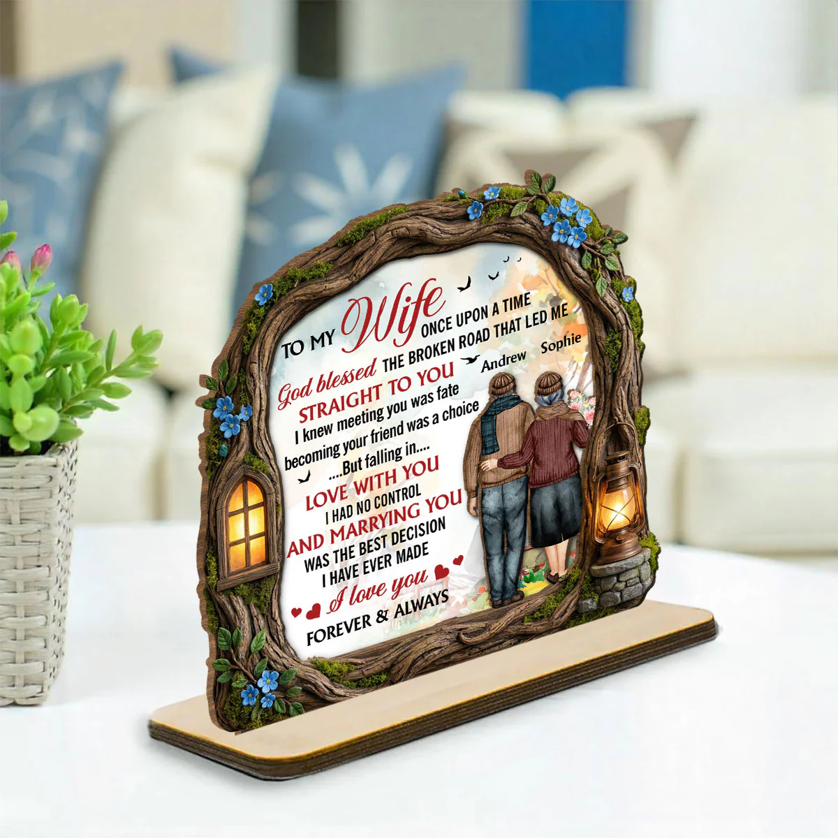 Led Me To You - Personalized Custom 2-Layer Wood Plaque With Flat Base - Image 3