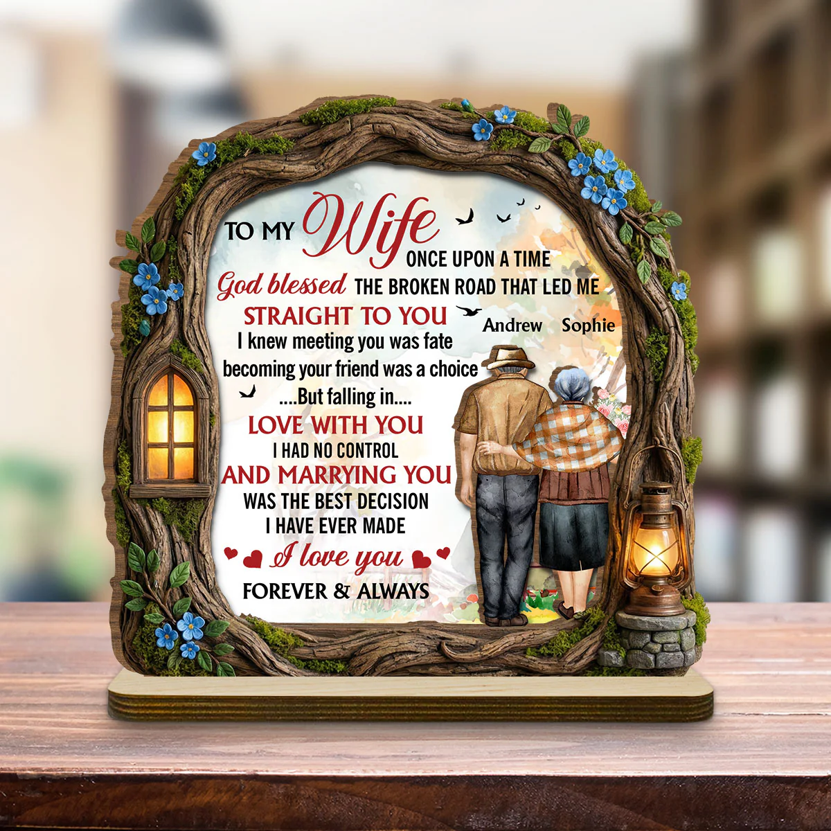Led Me To You - Personalized Custom 2-Layer Wood Plaque With Flat Base - Image 4