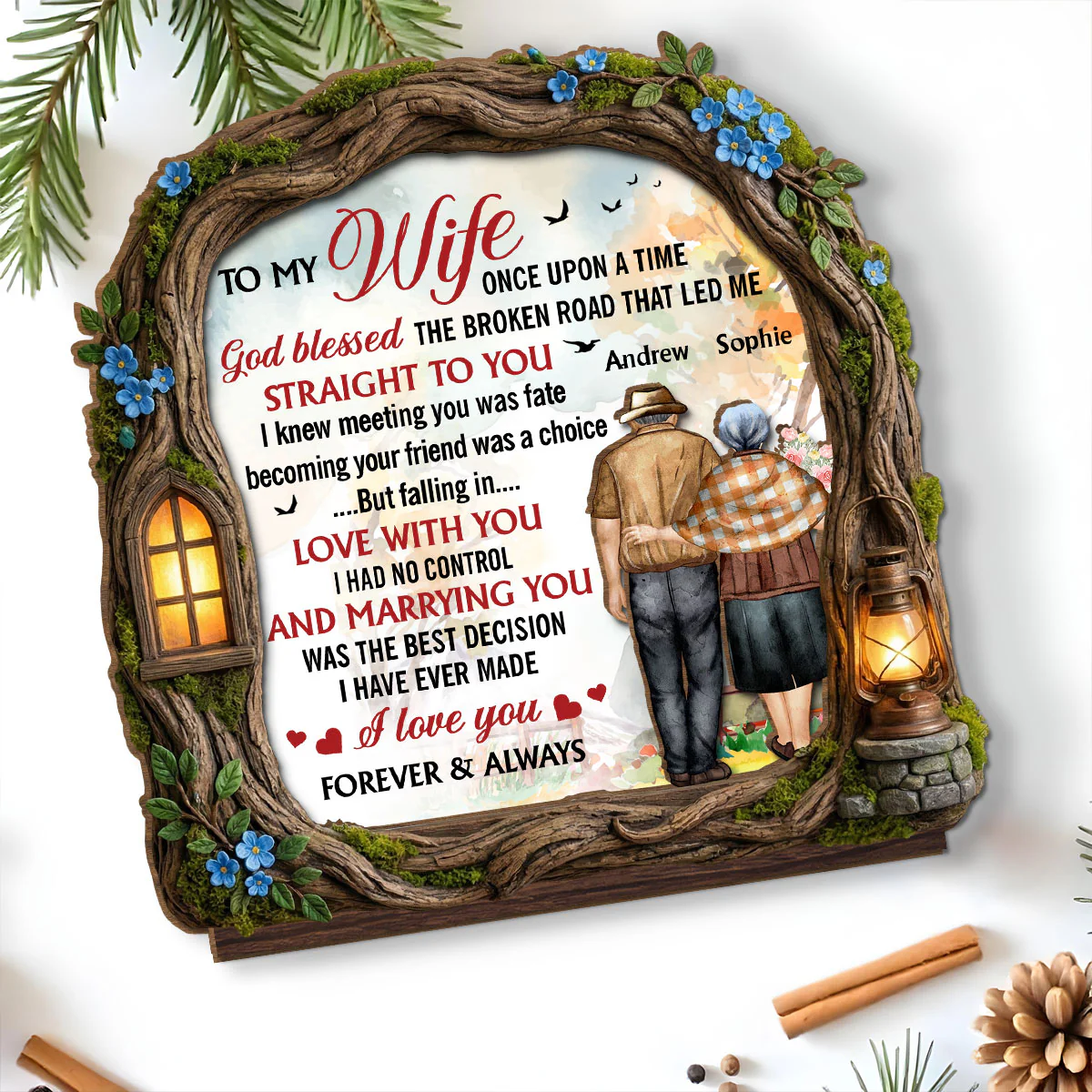 Led Me To You - Personalized Custom 2-Layer Wood Plaque With Flat Base - Image 5