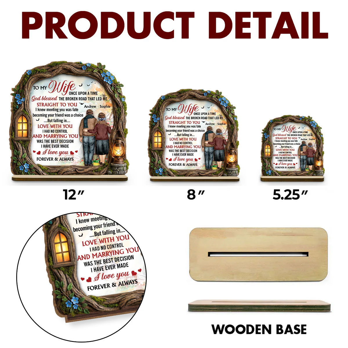 Led Me To You - Personalized Custom 2-Layer Wood Plaque With Flat Base - Image 7