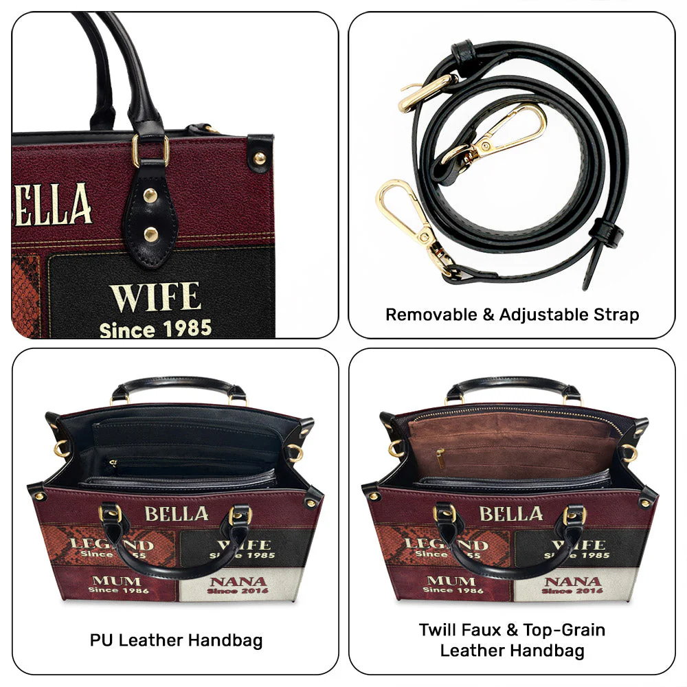 Grandma Since Year - Personalized Custom Leather Bag - Image 5