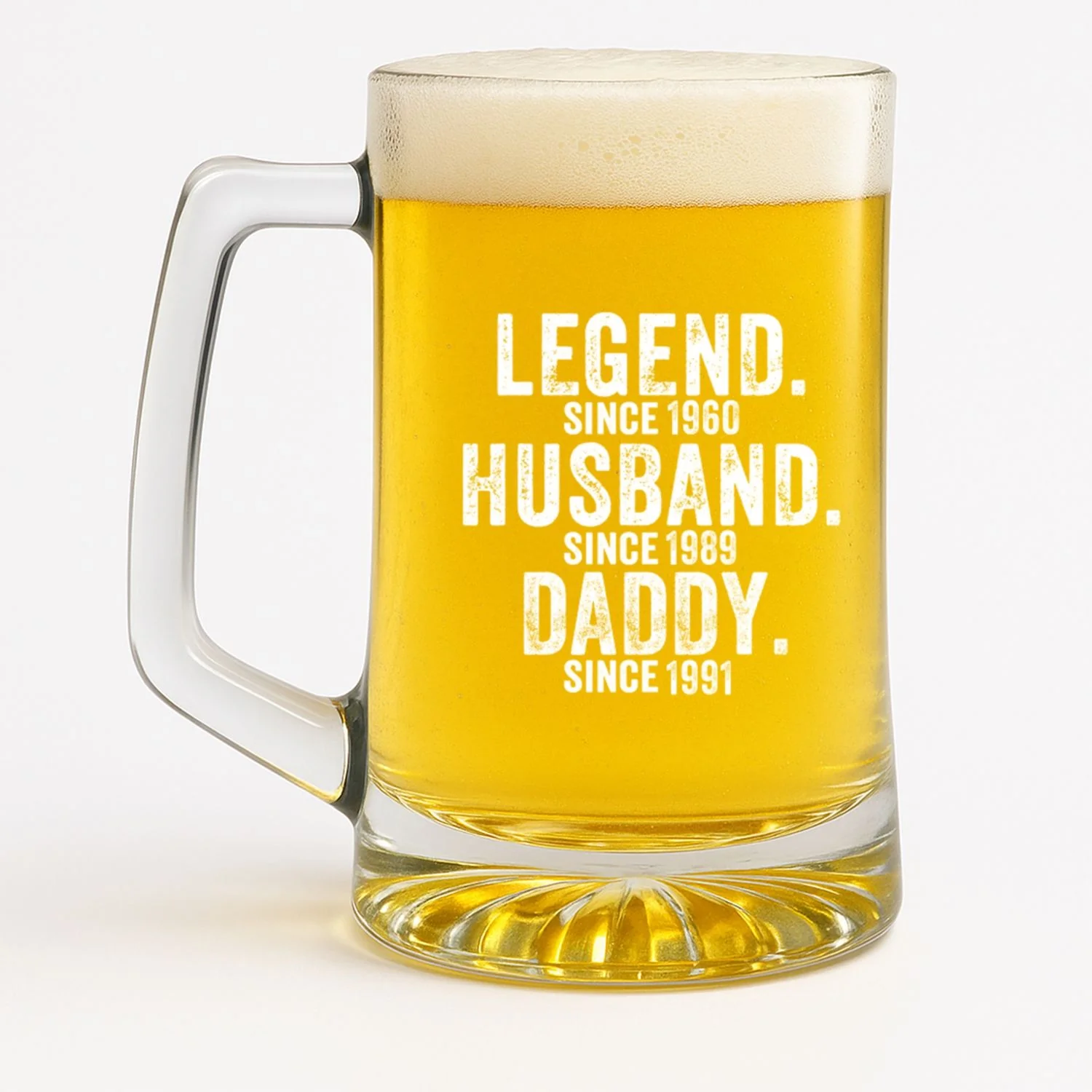 Legend Husband Dad Grandpa - Personalized Custom Beer Glass With Handle - Image 6