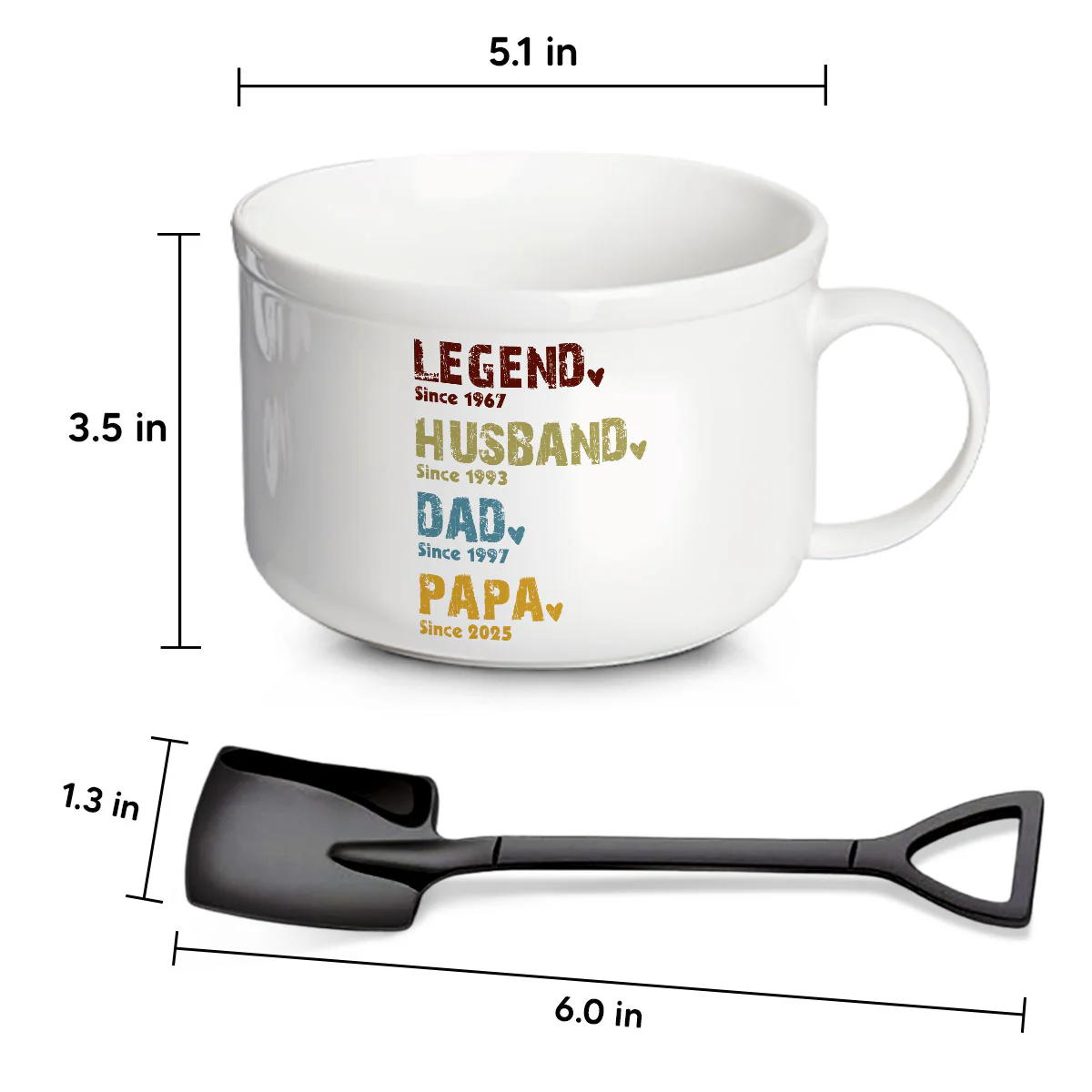 Legend, Husband, Dad, Grandpa - Personalized Custom Ceramic Bowl - Image 4
