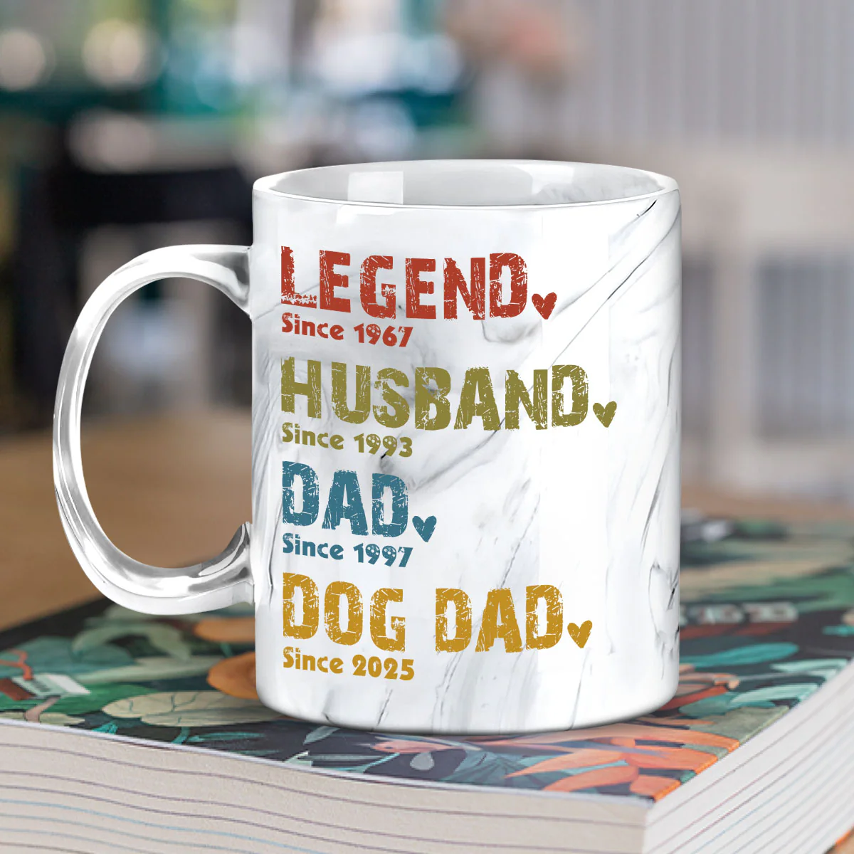 Legend, Husband, Dad, Grandpa - Personalized Custom Grey Marble Mug - Image 6