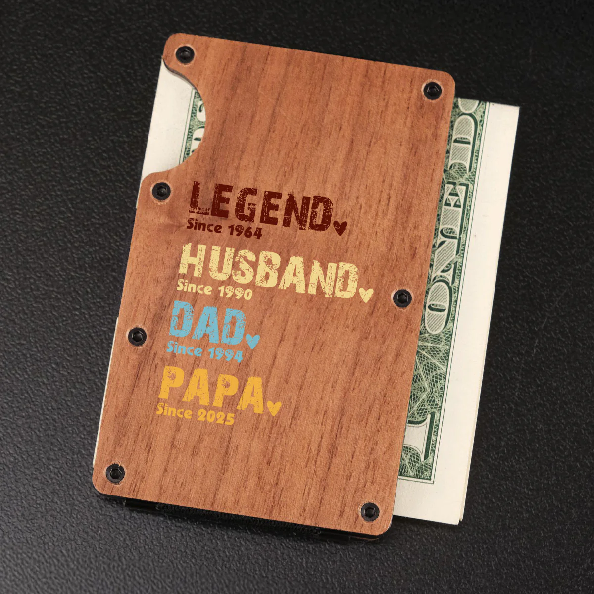 Legend Husband Dad Grandpa - Personalized Custom Wooden Card Holder - Image 3