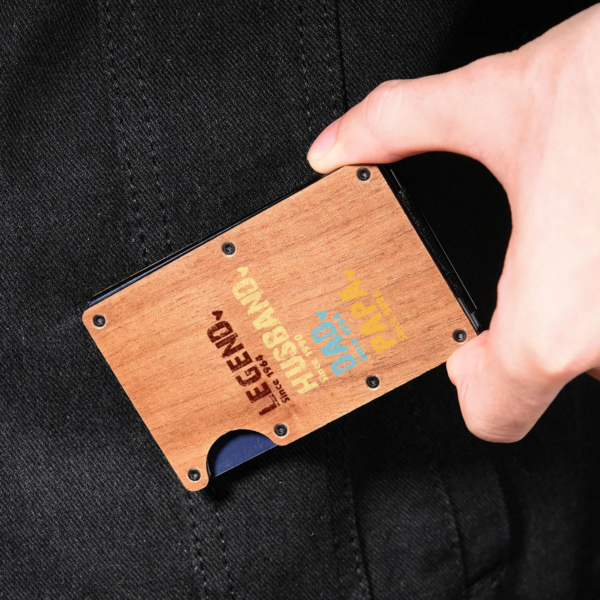 Legend Husband Dad Grandpa - Personalized Custom Wooden Card Holder - Image 6