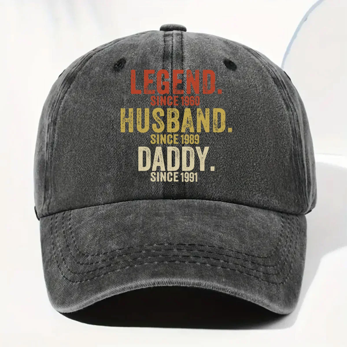 Legend Husband Dad Papa - Personalized Custom Vintage Washed Denim Cap - Image 6