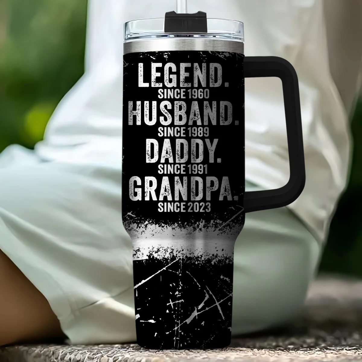 Legend Husband Dad - Personalized Custom Engraved 40oz Tumbler With Handle - Image 2