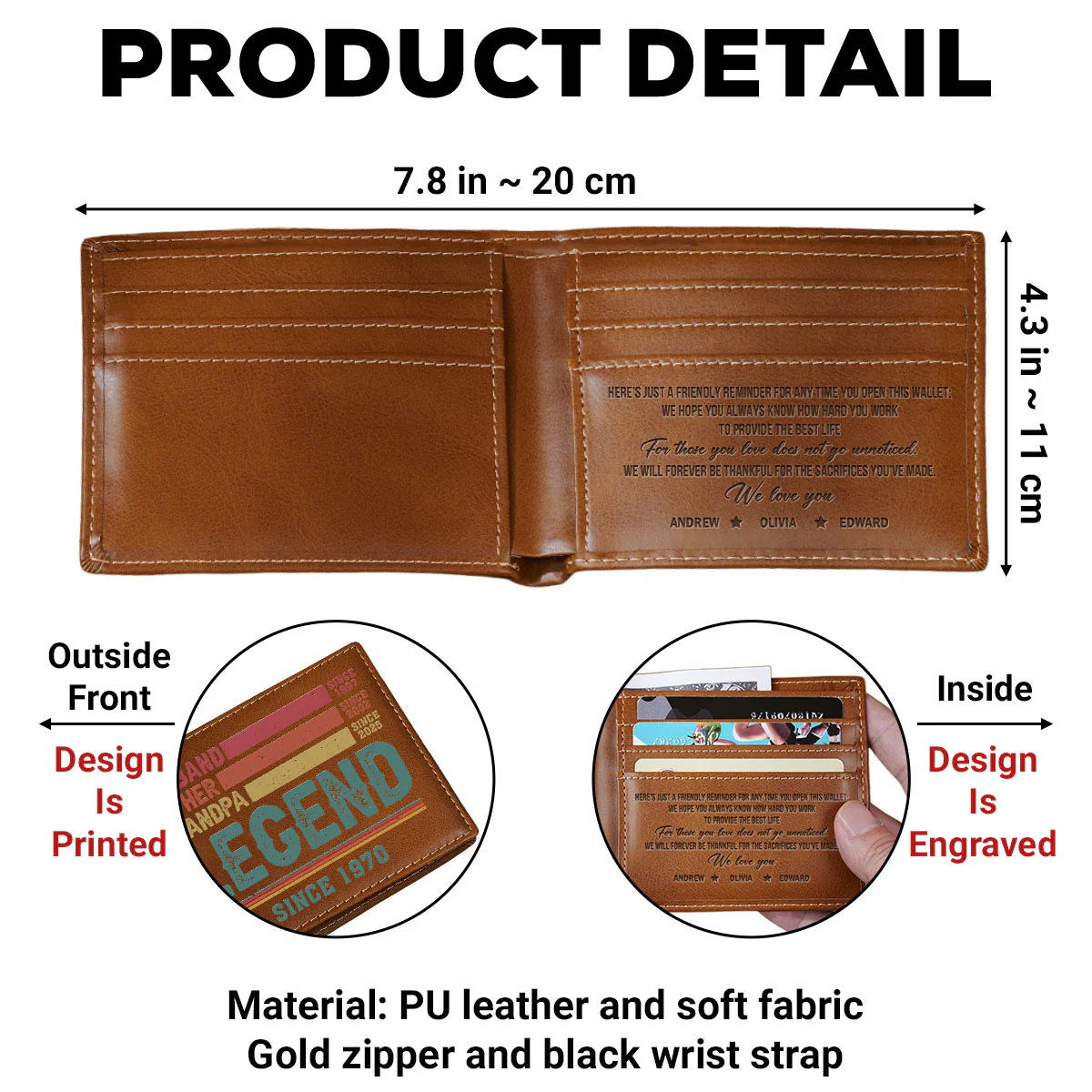 Legend Since - Personalized Custom Printed Men Leather Wallet - Image 6
