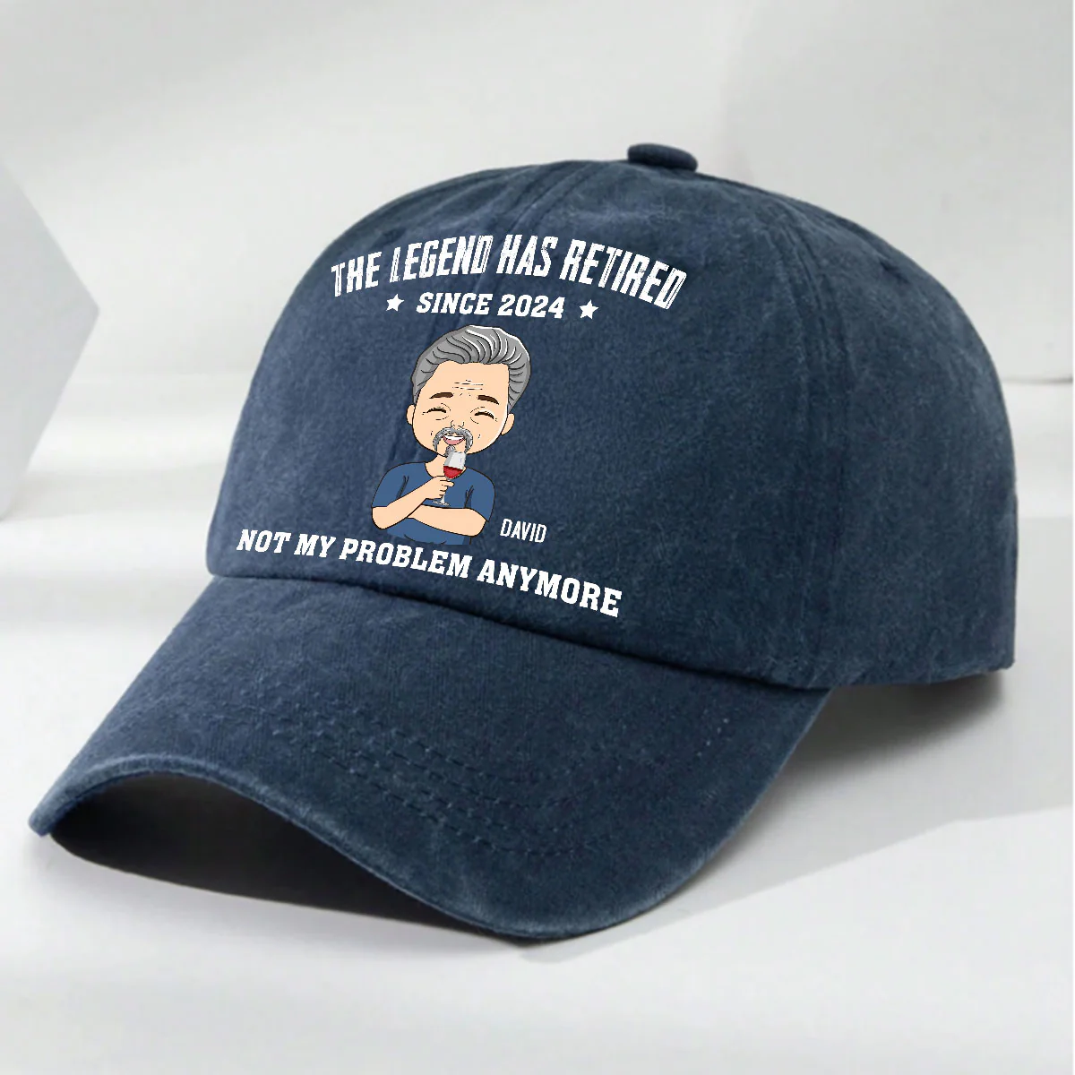 Lengend Has Retired - Personalized Custom Vintage Washed Denim Cap - Image 4