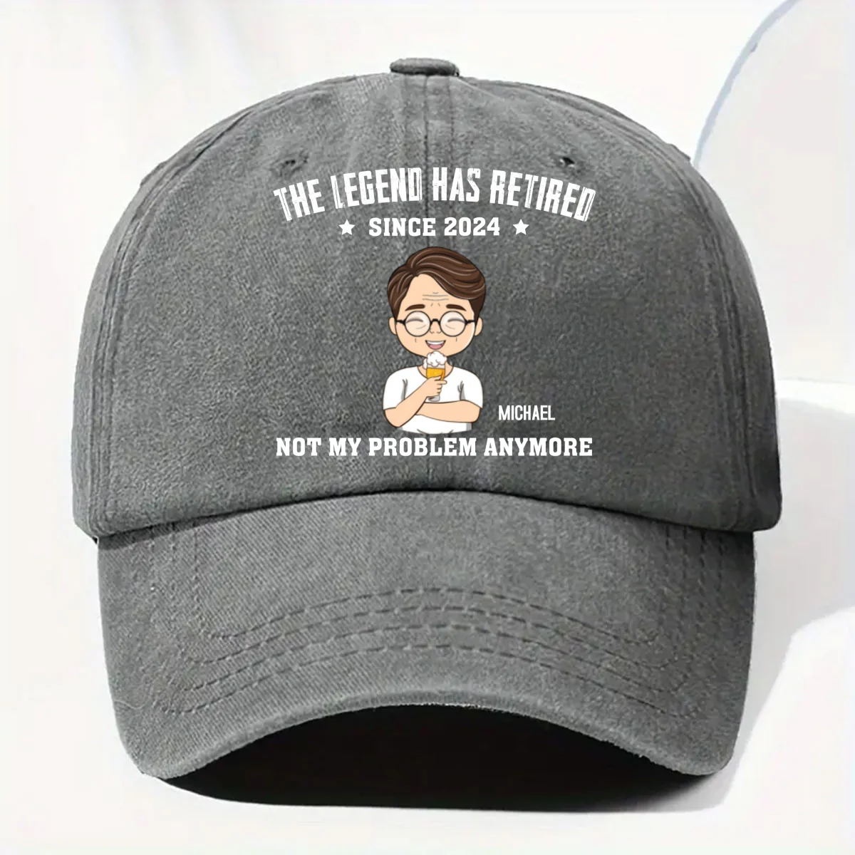 Lengend Has Retired - Personalized Custom Vintage Washed Denim Cap - Image 8