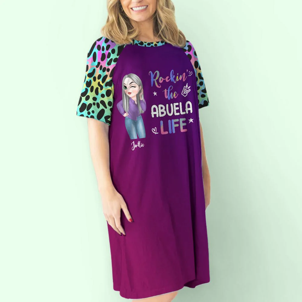 Leopard Grandma Life - Personalized Custom 3/4 Sleeve Dress - Image 5