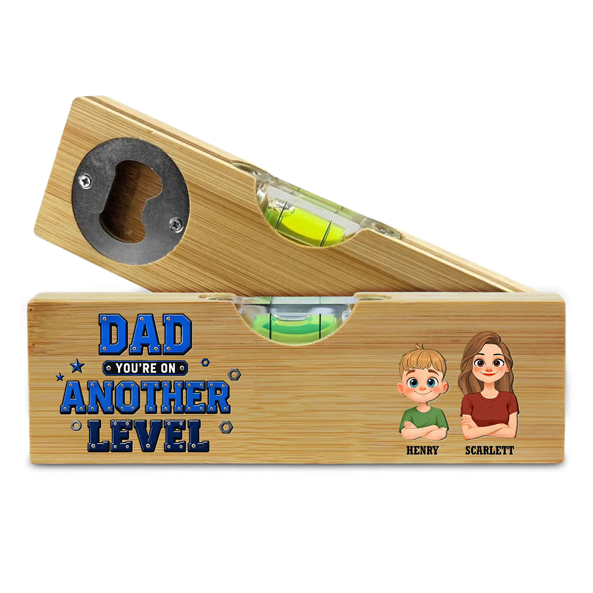 Level Up - Personalized Custom Wooden Spirit Level Bottle Opener