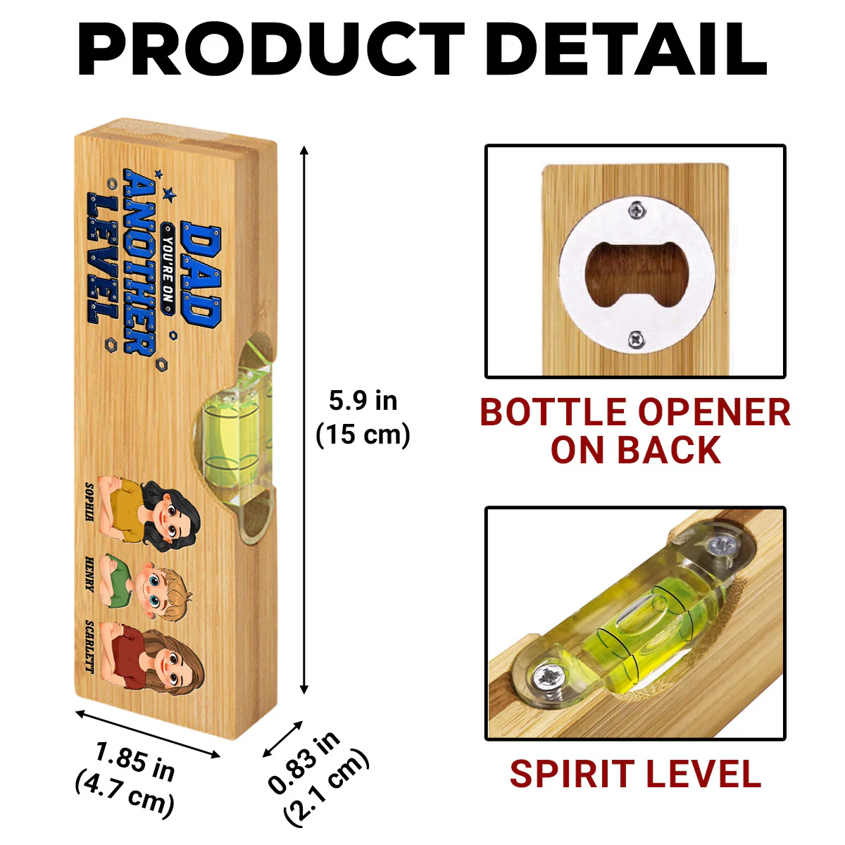 Level Up - Personalized Custom Wooden Spirit Level Bottle Opener - Image 6
