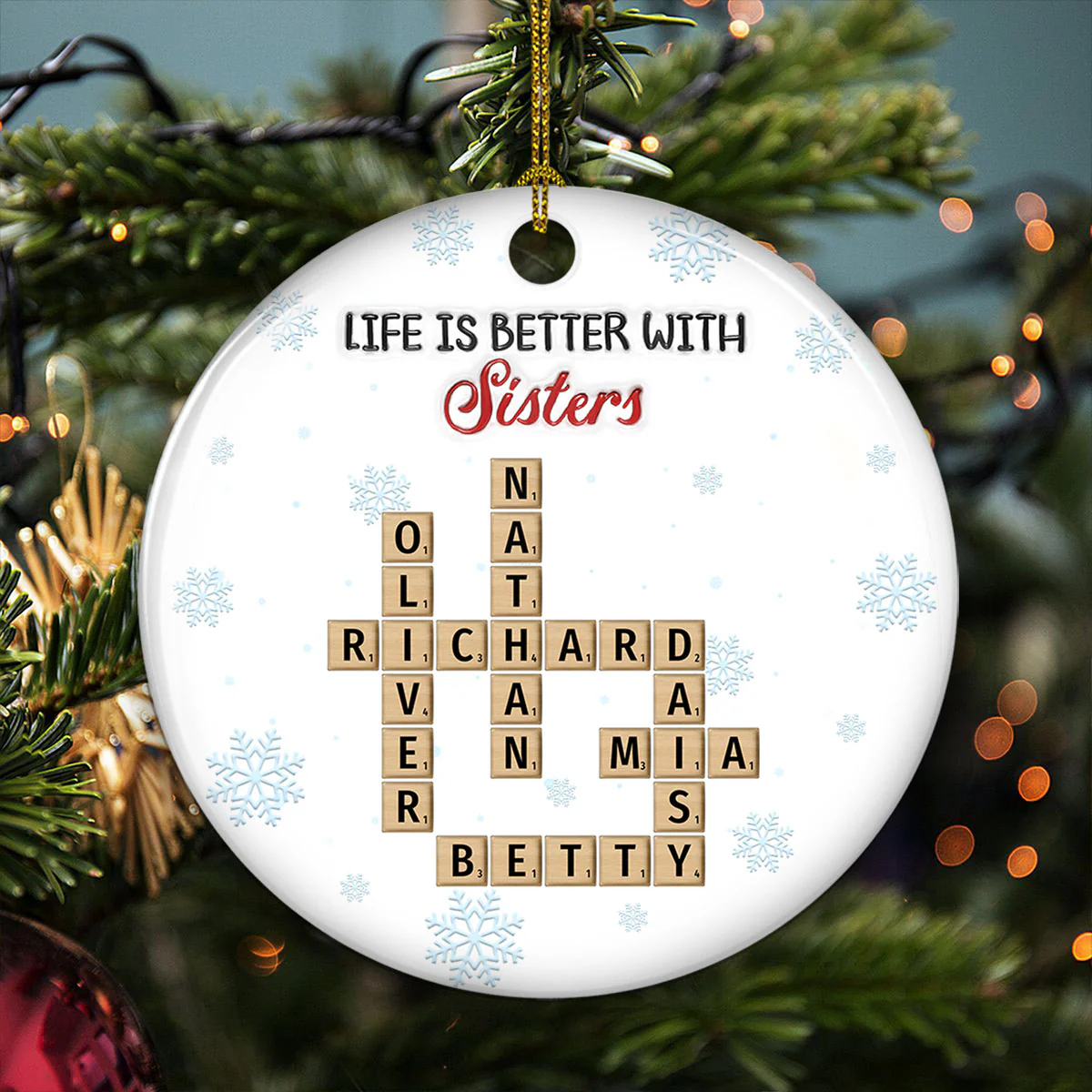 Life Is Better With Family -  Personalized Custom 3D Inflated Effect Ceramic Ornament - Image 4