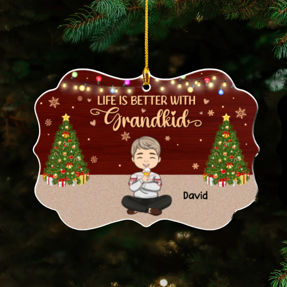 Life Is Better With Grandkids Christmas - Personalized Custom Acrylic Ornament - Image 6