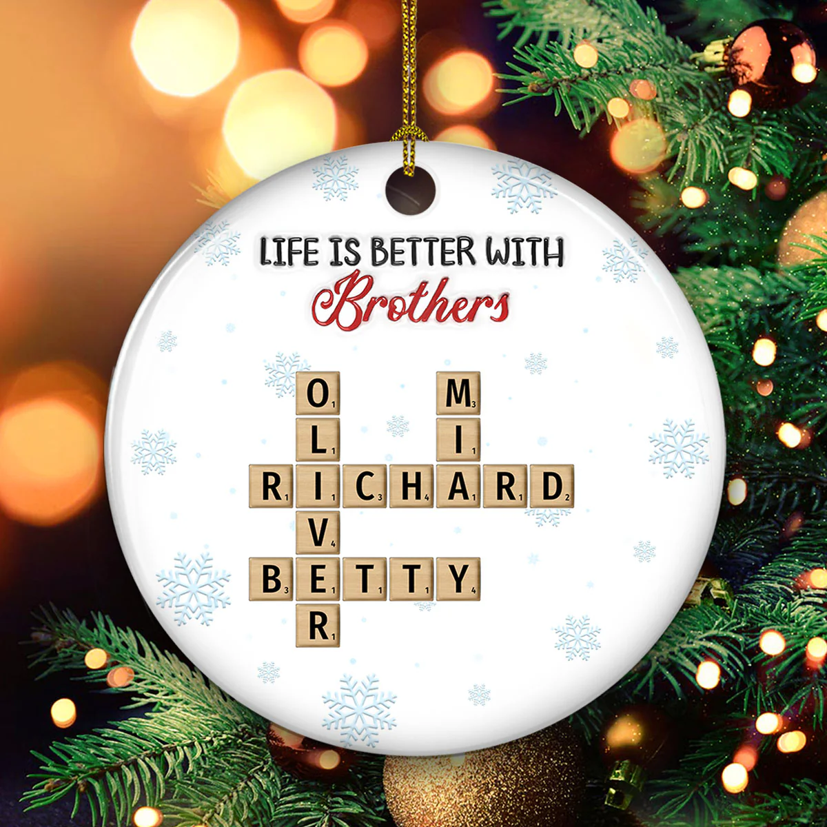 Life Is Better With Siblings - Personalized Custom 3D Inflated Effect Ceramic Ornament - Image 3