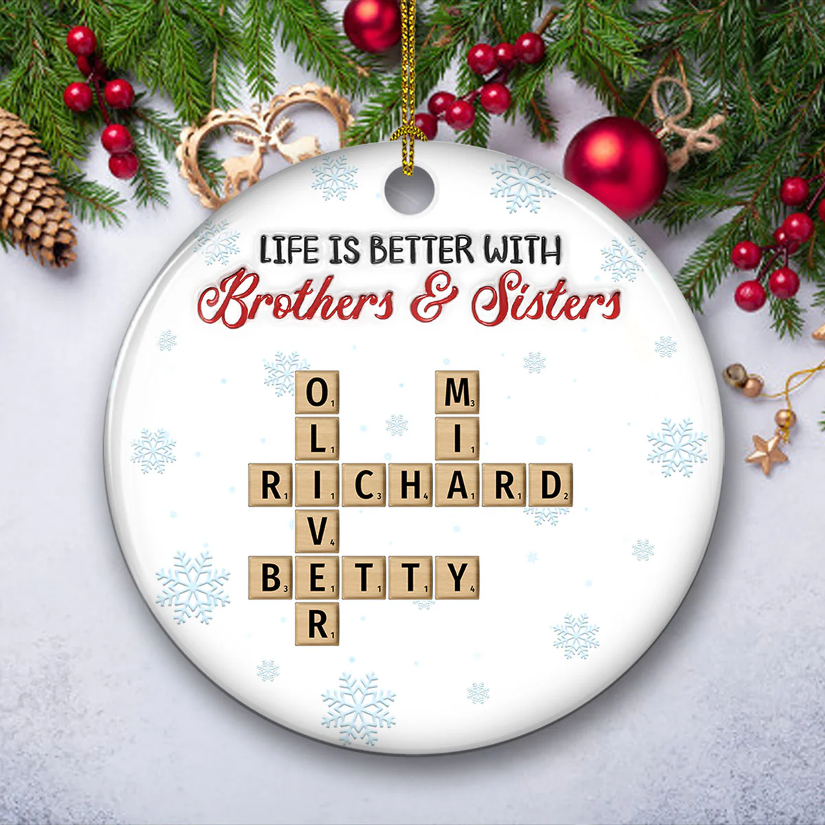 Life Is Better With Sisters - Personalized Custom 3D Inflated Effect Ceramic Ornament - Image 2