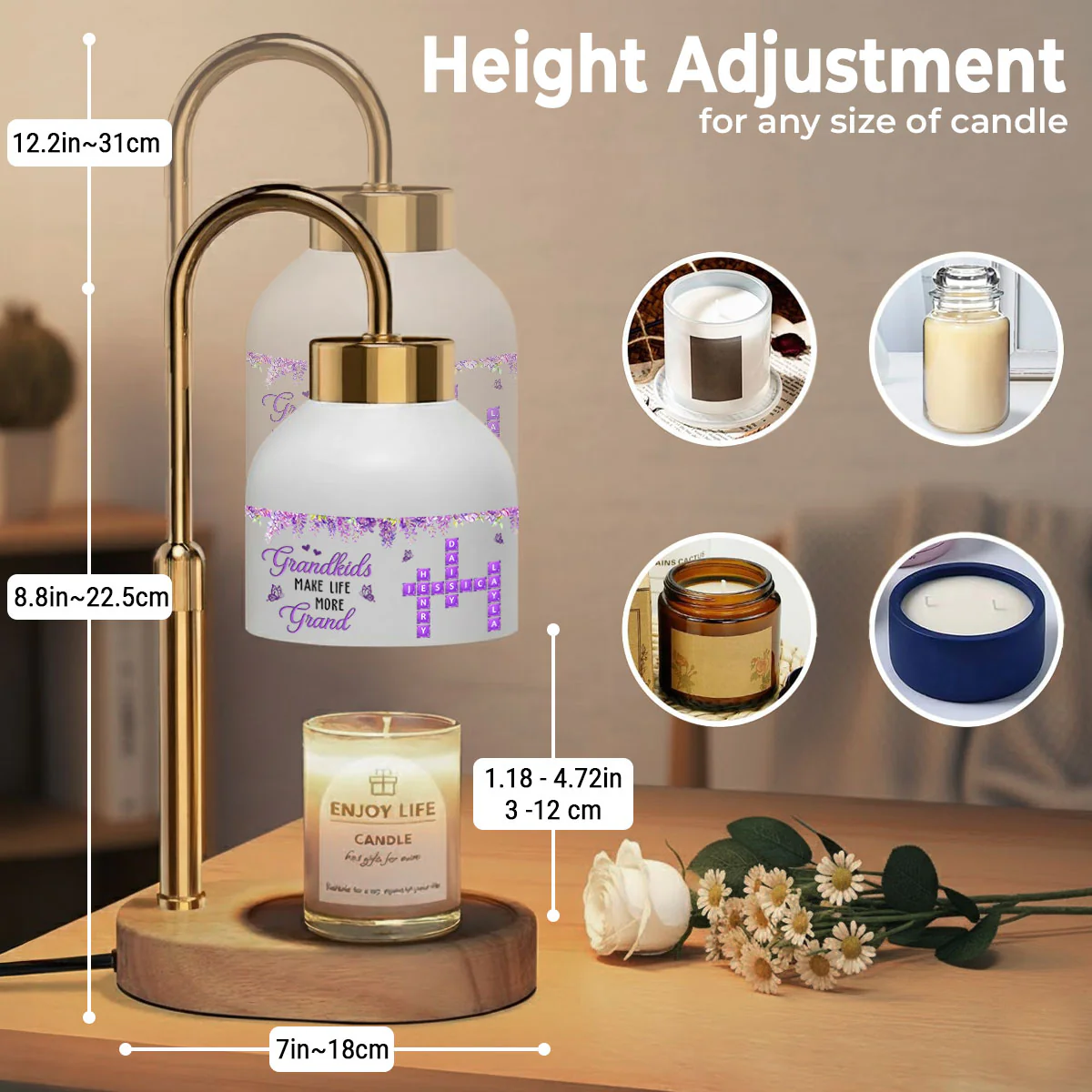 Life With Grandkids - Personalized Custom Candle Warmer Lamp - Image 3