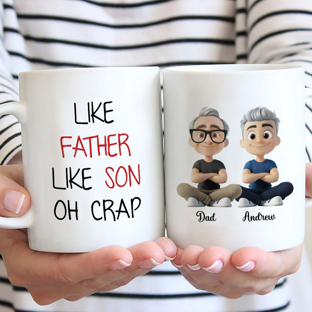 Like Dad Like Daughter Oh Trouble - Personalized Custom Coffee Mug - Image 3