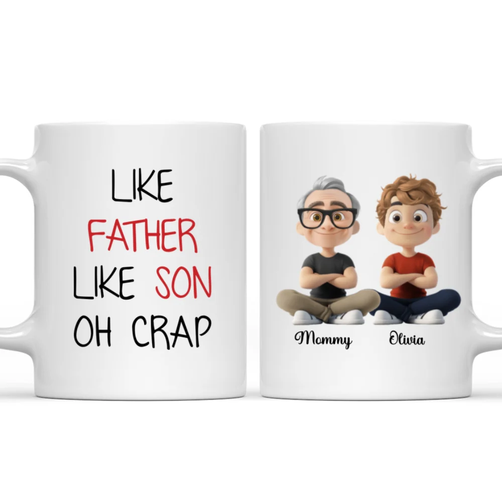 Like Dad Like Daughter Oh Trouble - Personalized Custom Coffee Mug - Image 7
