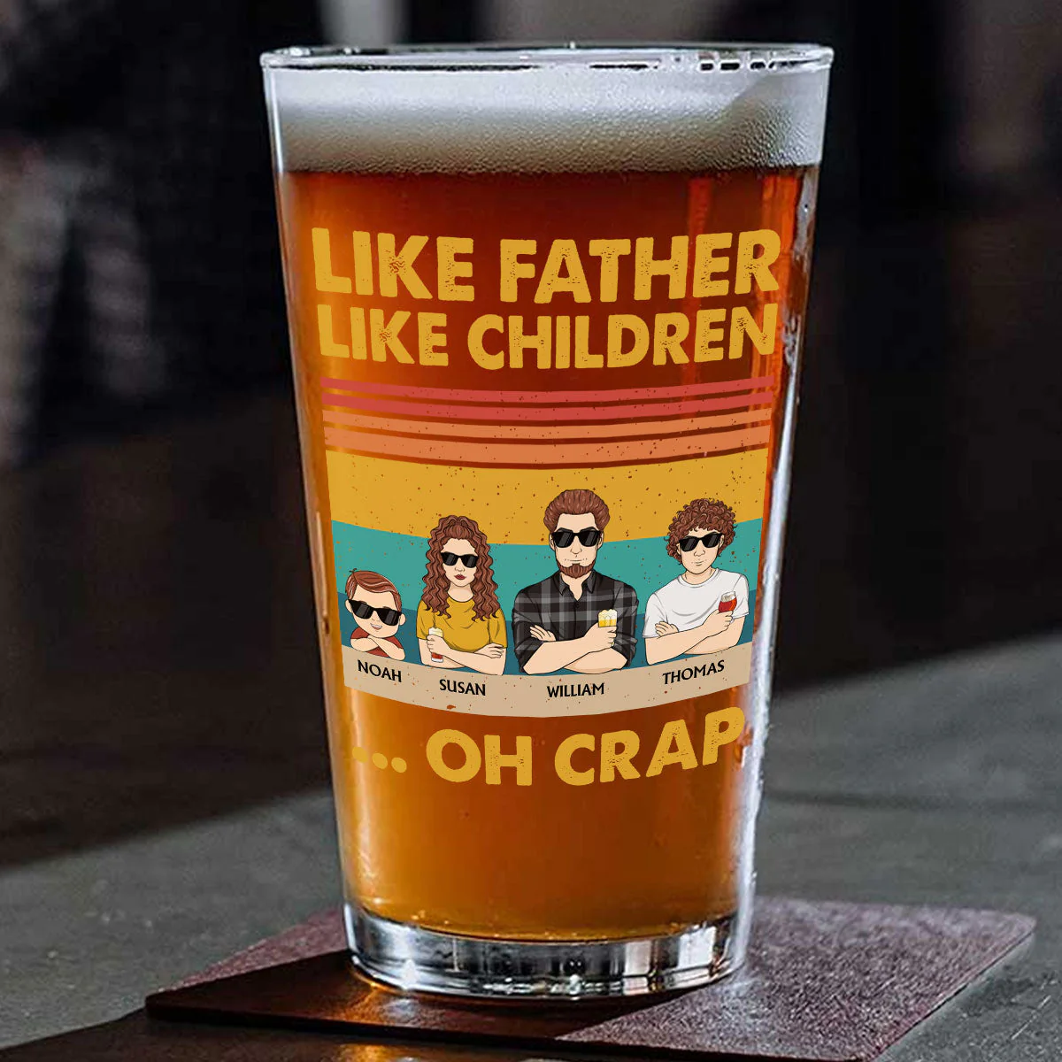 Like Father Like Children - Personalized Custom Beer Glass - Image 2
