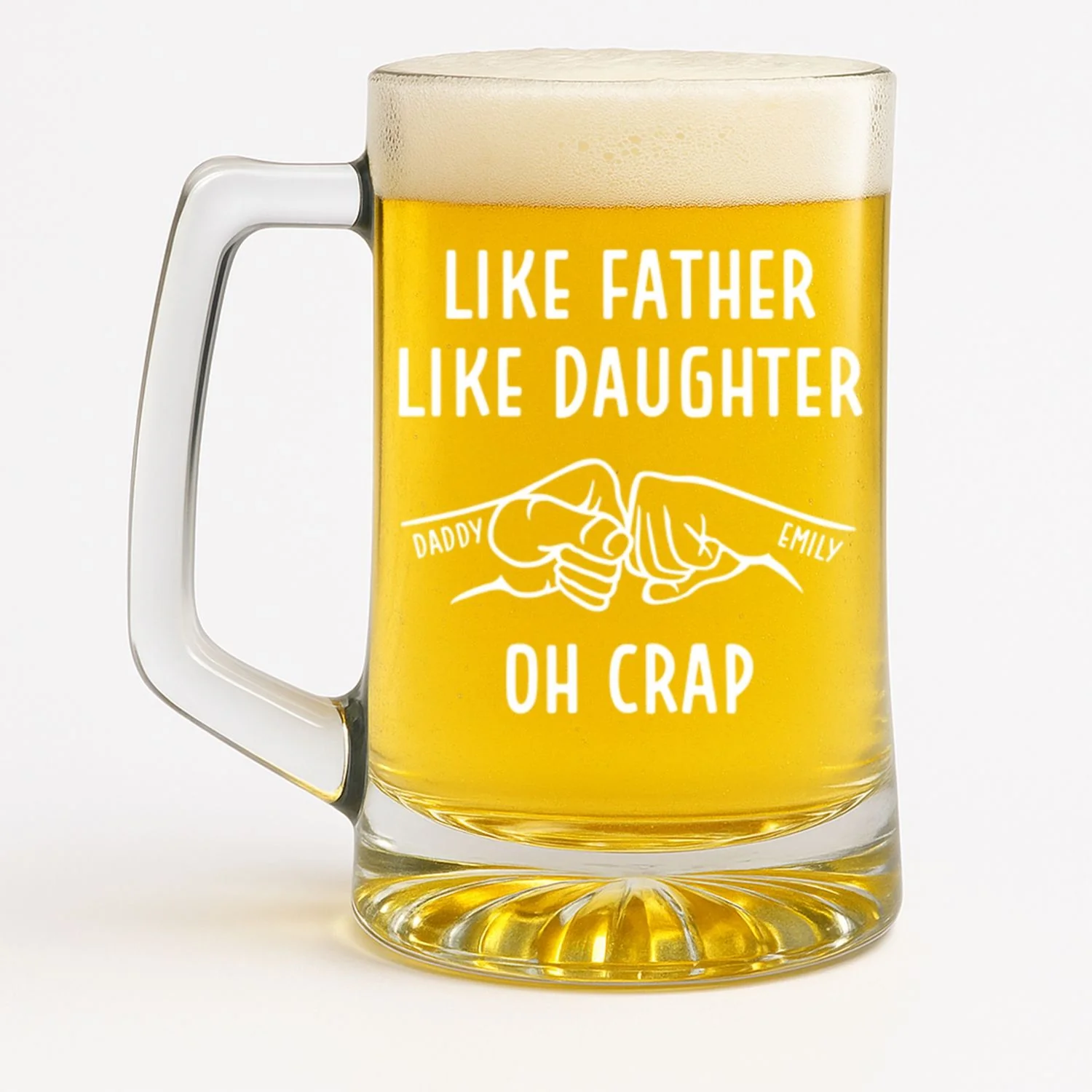 Like Father Like Daughter - Personalized Custom Beer Glass With Handle - Image 5