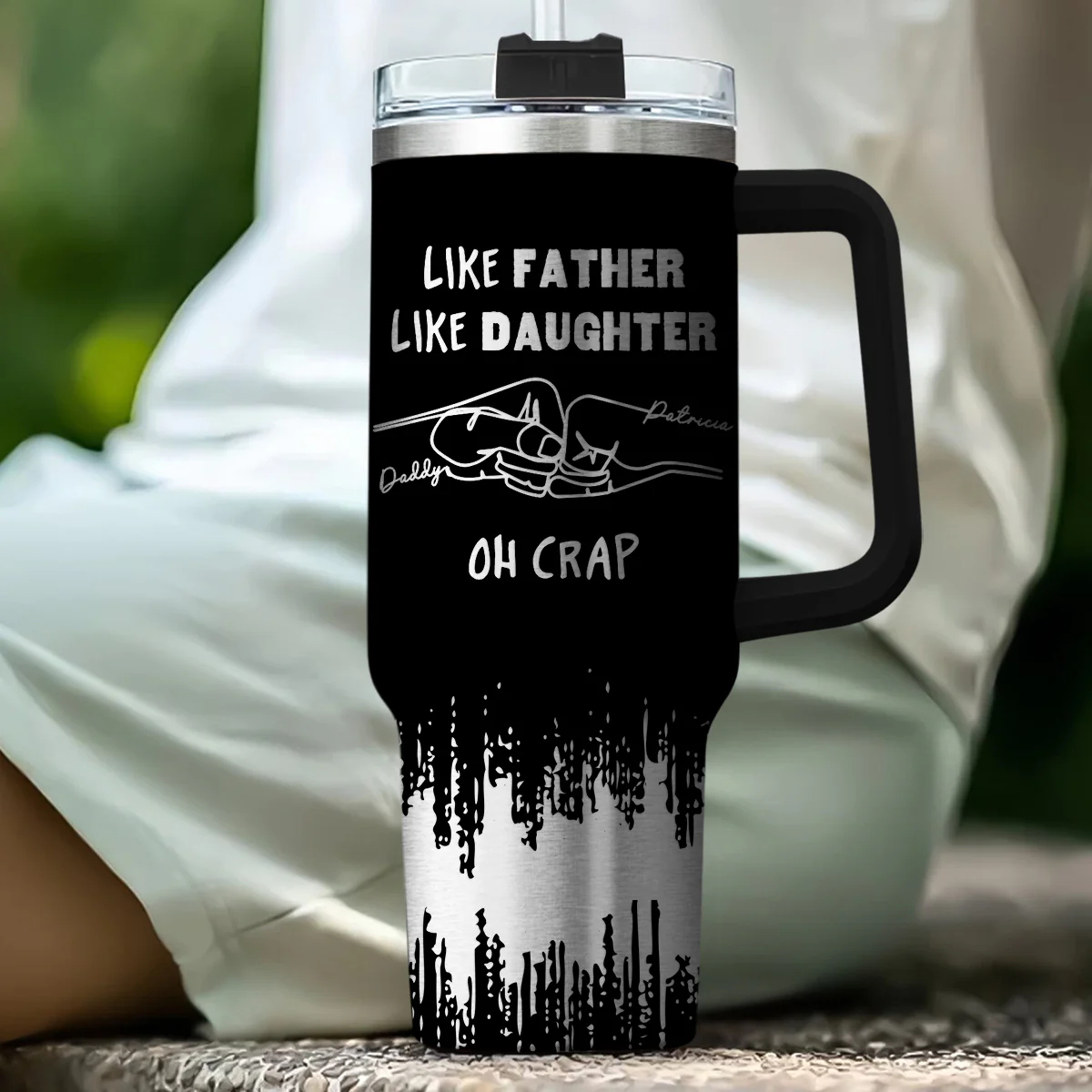 Like Father Like Daughter - Personalized Custom Engraved 40oz Tumbler With Handle - Image 2