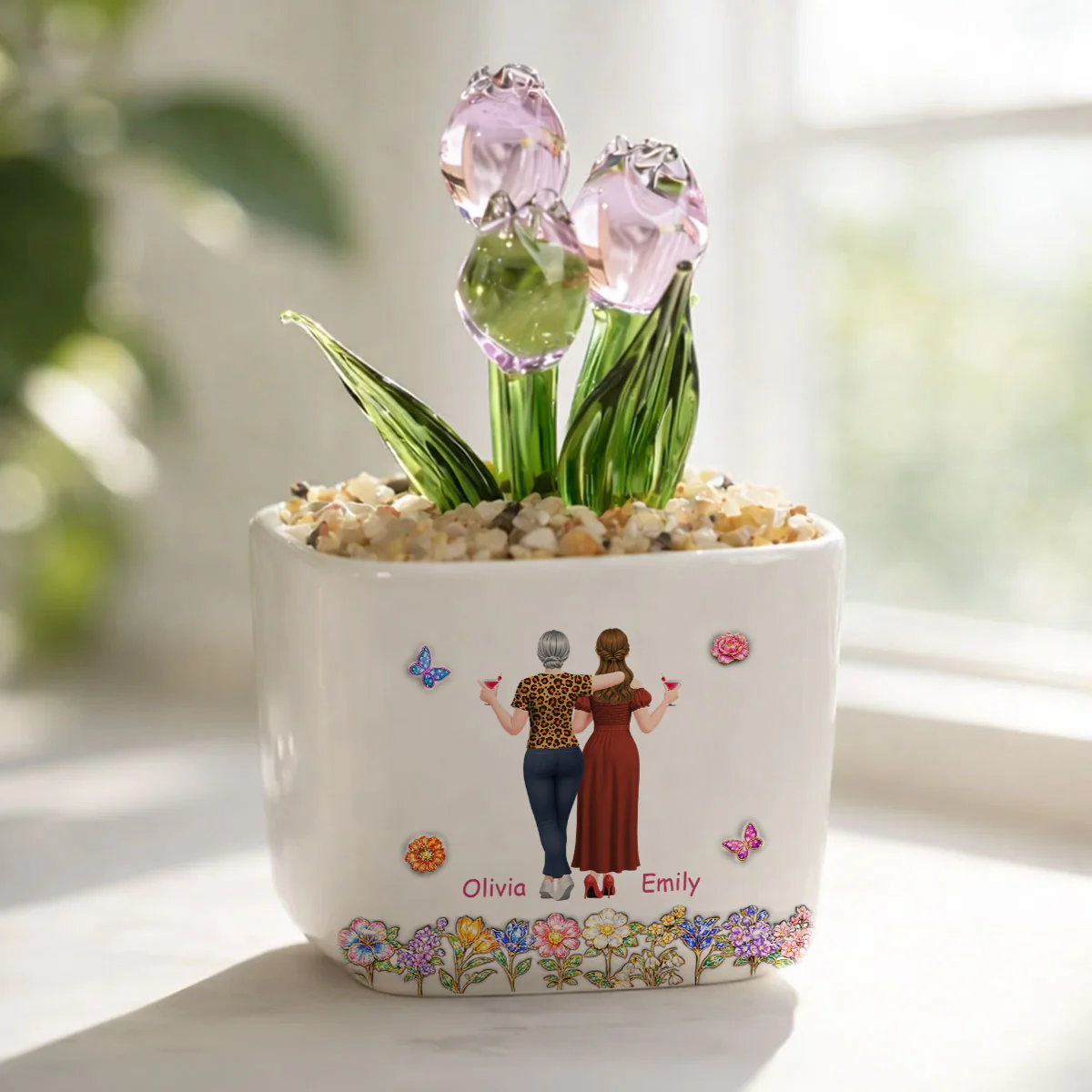 Like Mother Like Daughter - Personalized Custom Glass Everlasting Tulips - Image 2