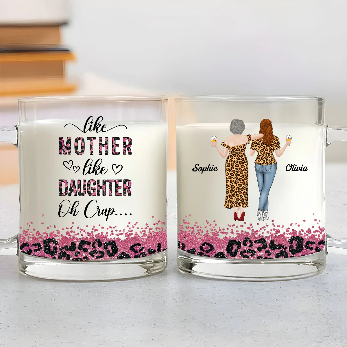 Like Mother Like Daughter - Personalized Custom Glass Mug - Image 3