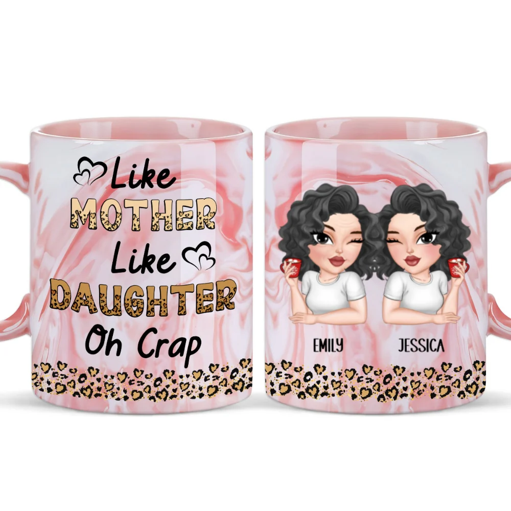 Like Mother Like Daughter - Personalized Custom Pink Marble Mug - Image 6