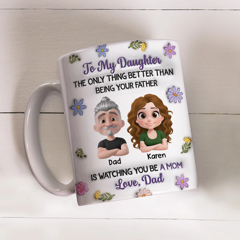 Linked Together Cartoon From Dad - Personalized Custom 3D Inflated Effect Mug - Image 4
