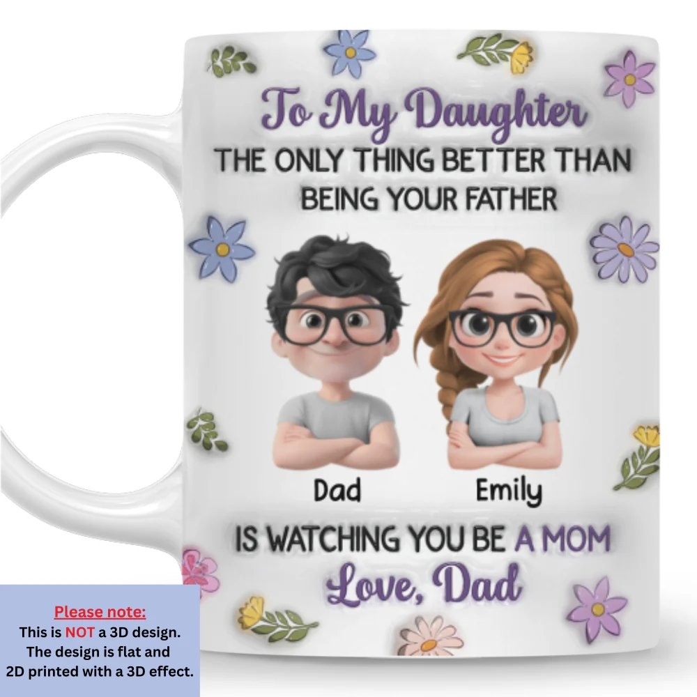 Linked Together Cartoon From Dad - Personalized Custom 3D Inflated Effect Mug - Image 7