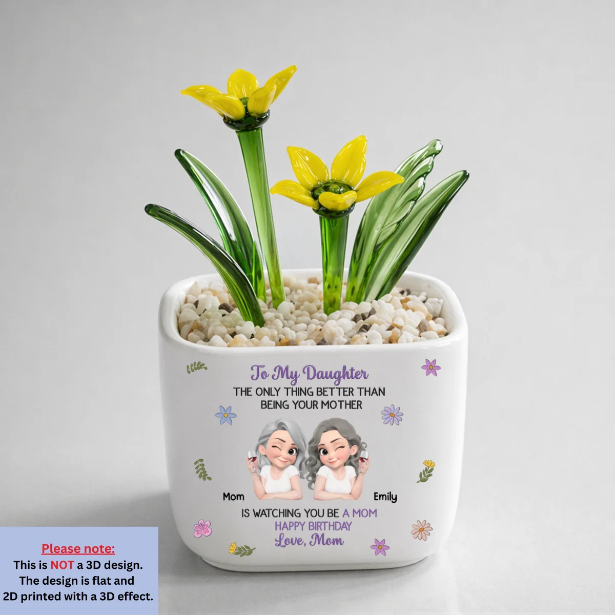 Linked Together Cartoon - Personalized Custom Glass Birth Month Flower - Image 11
