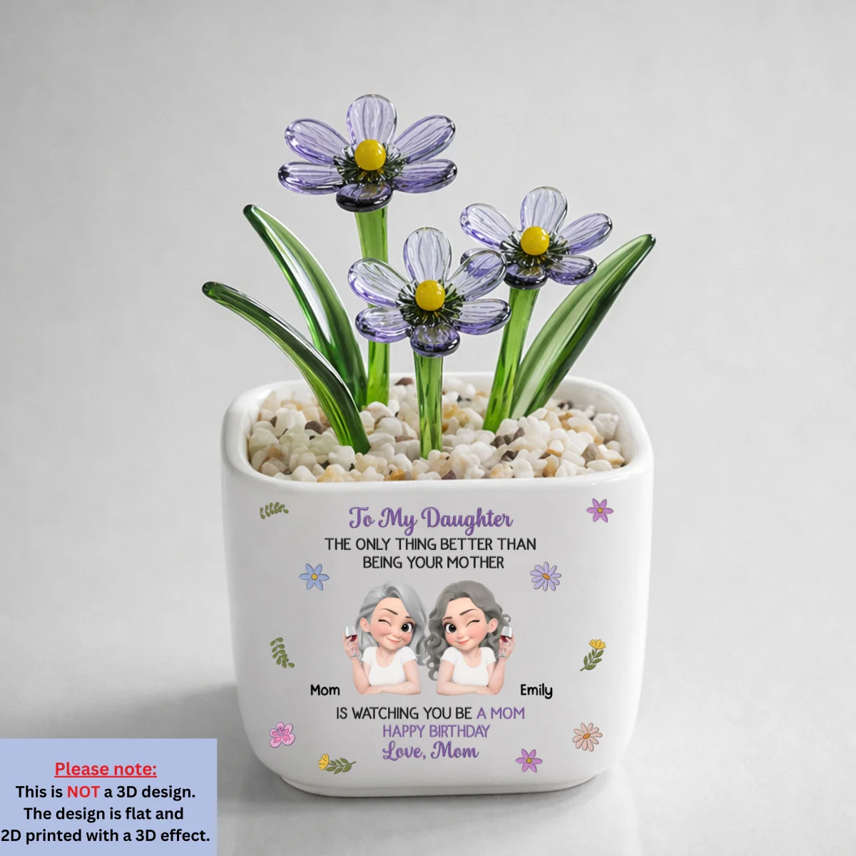 Linked Together Cartoon - Personalized Custom Glass Birth Month Flower - Image 12