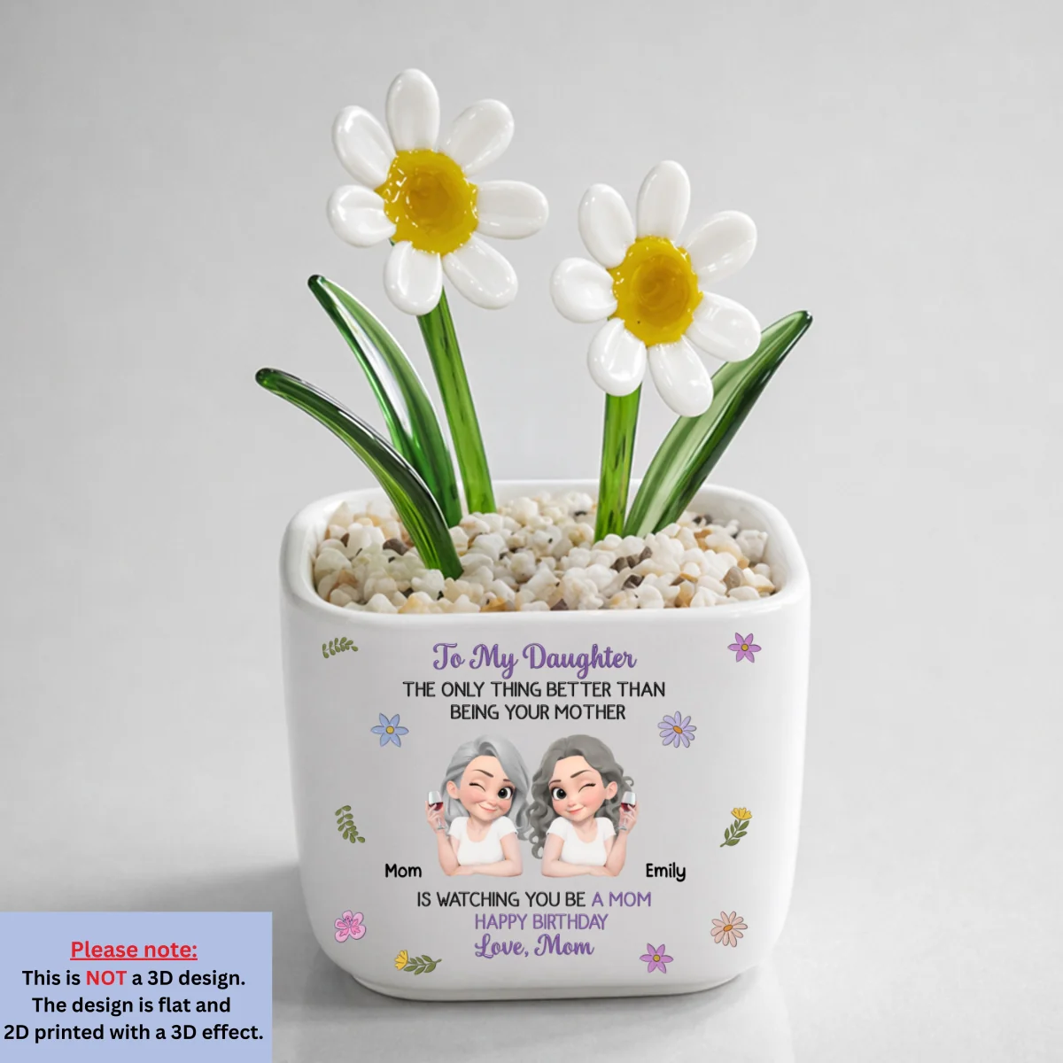 Linked Together Cartoon - Personalized Custom Glass Birth Month Flower - Image 13