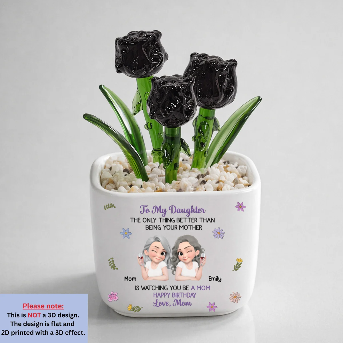 Linked Together Cartoon - Personalized Custom Glass Birth Month Flower - Image 14
