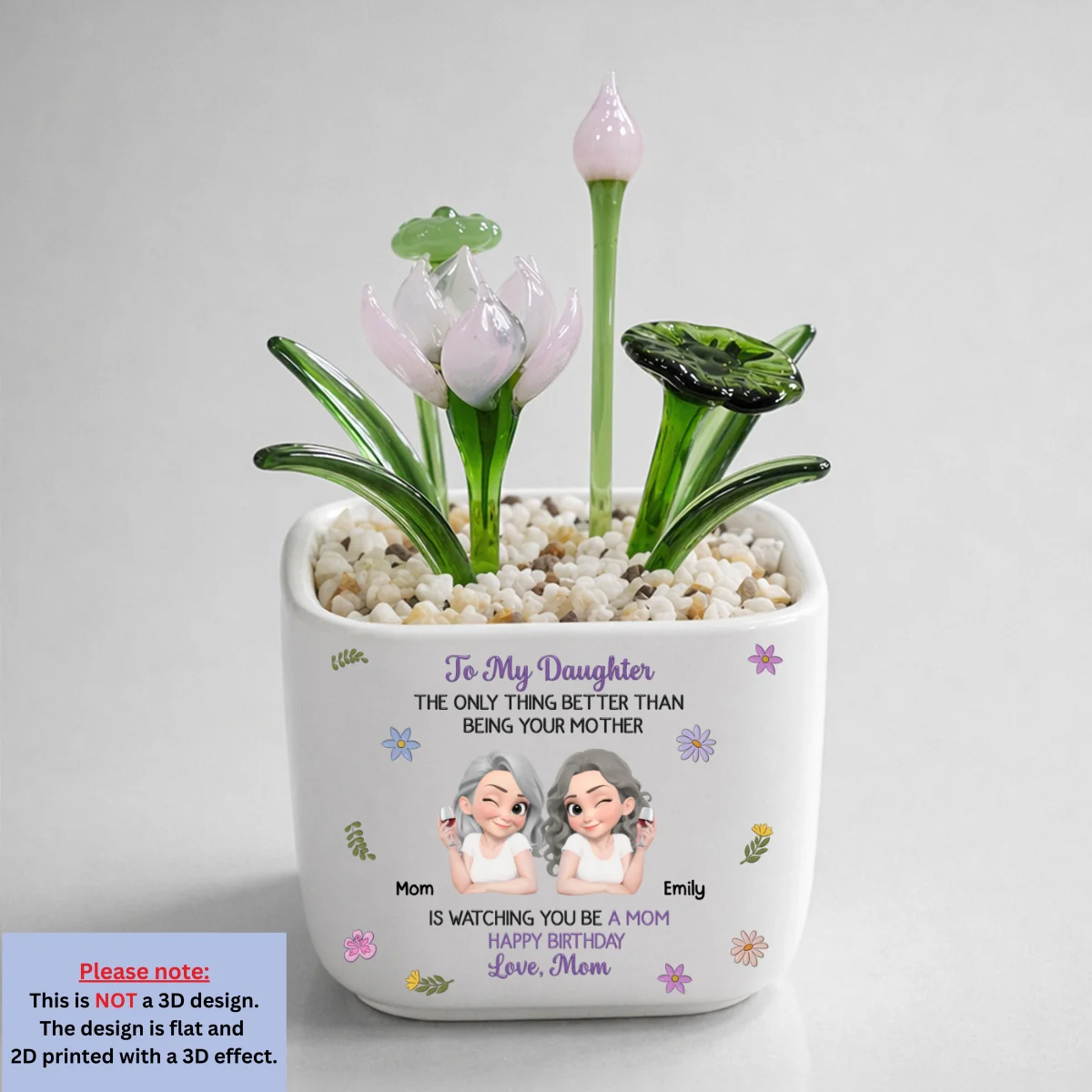 Linked Together Cartoon - Personalized Custom Glass Birth Month Flower - Image 15