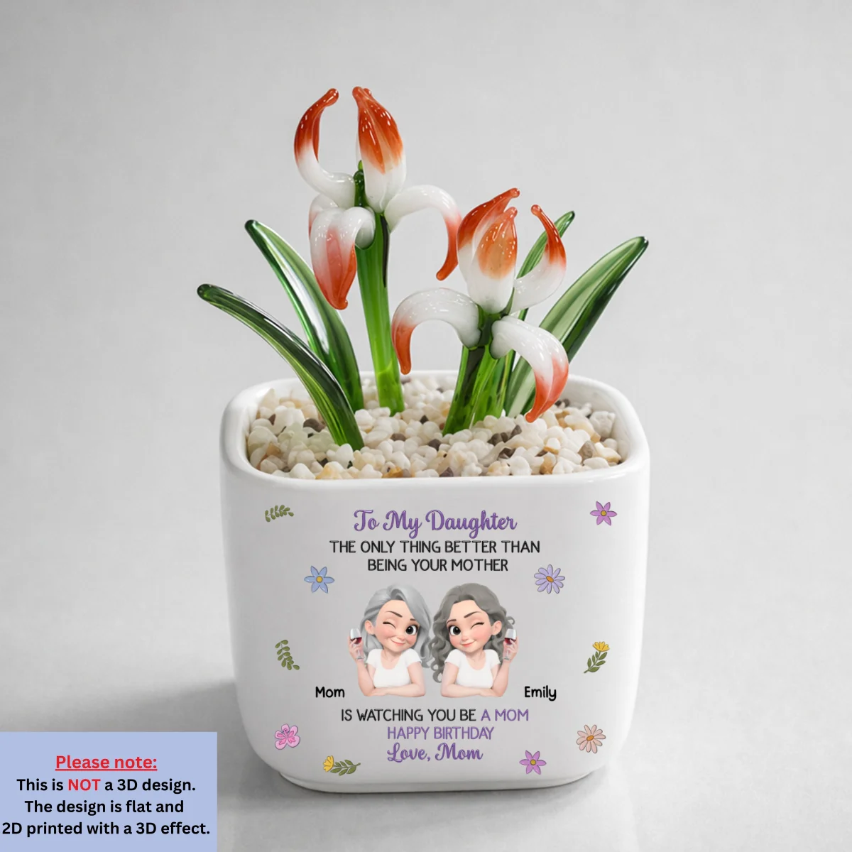 Linked Together Cartoon - Personalized Custom Glass Birth Month Flower - Image 16