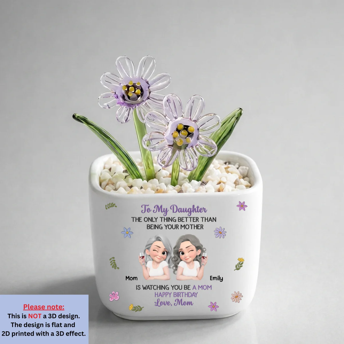 Linked Together Cartoon - Personalized Custom Glass Birth Month Flower - Image 17