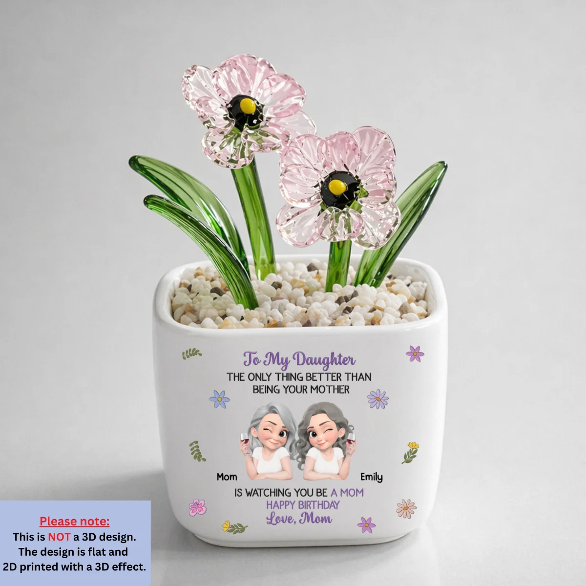 Linked Together Cartoon - Personalized Custom Glass Birth Month Flower - Image 18