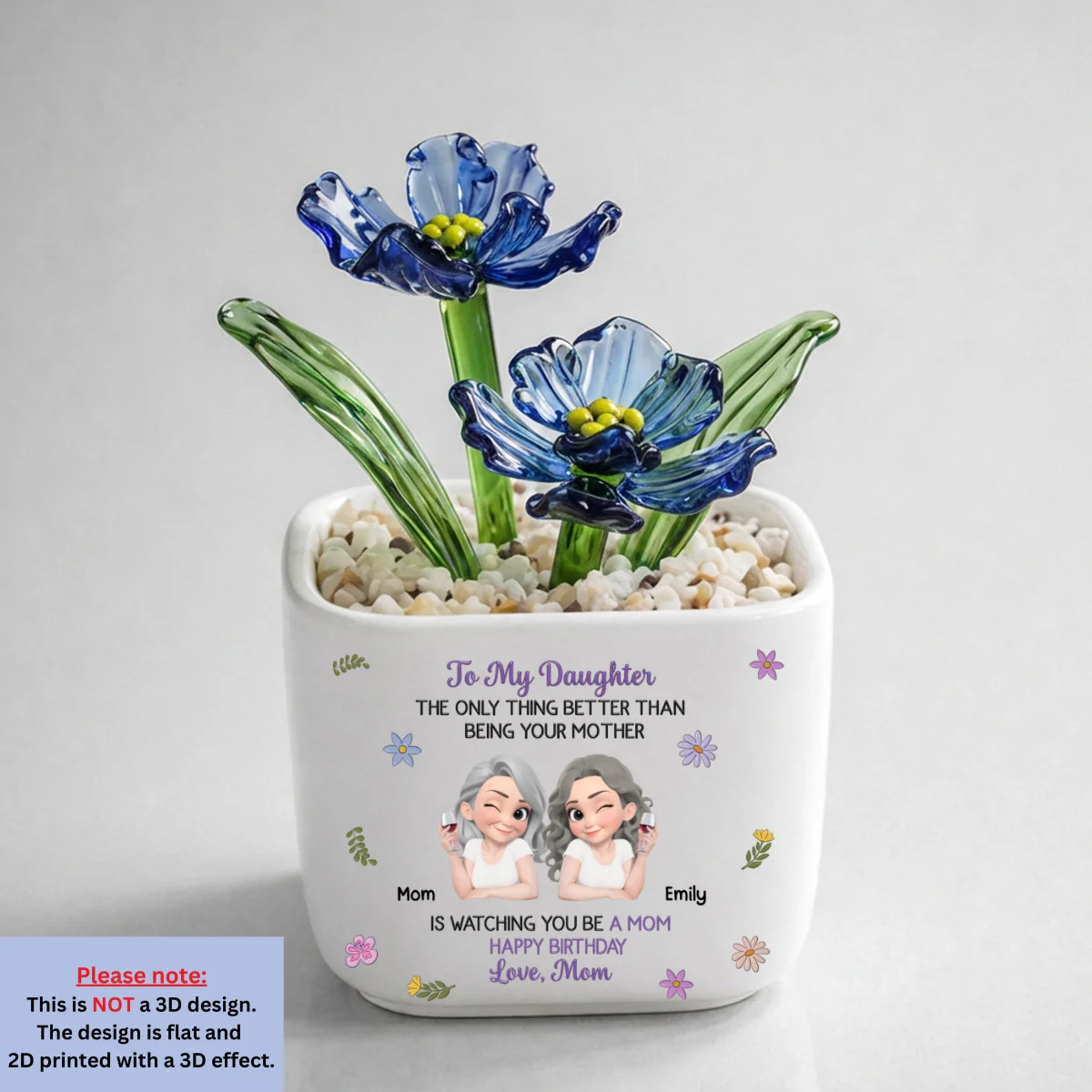 Linked Together Cartoon - Personalized Custom Glass Birth Month Flower - Image 19