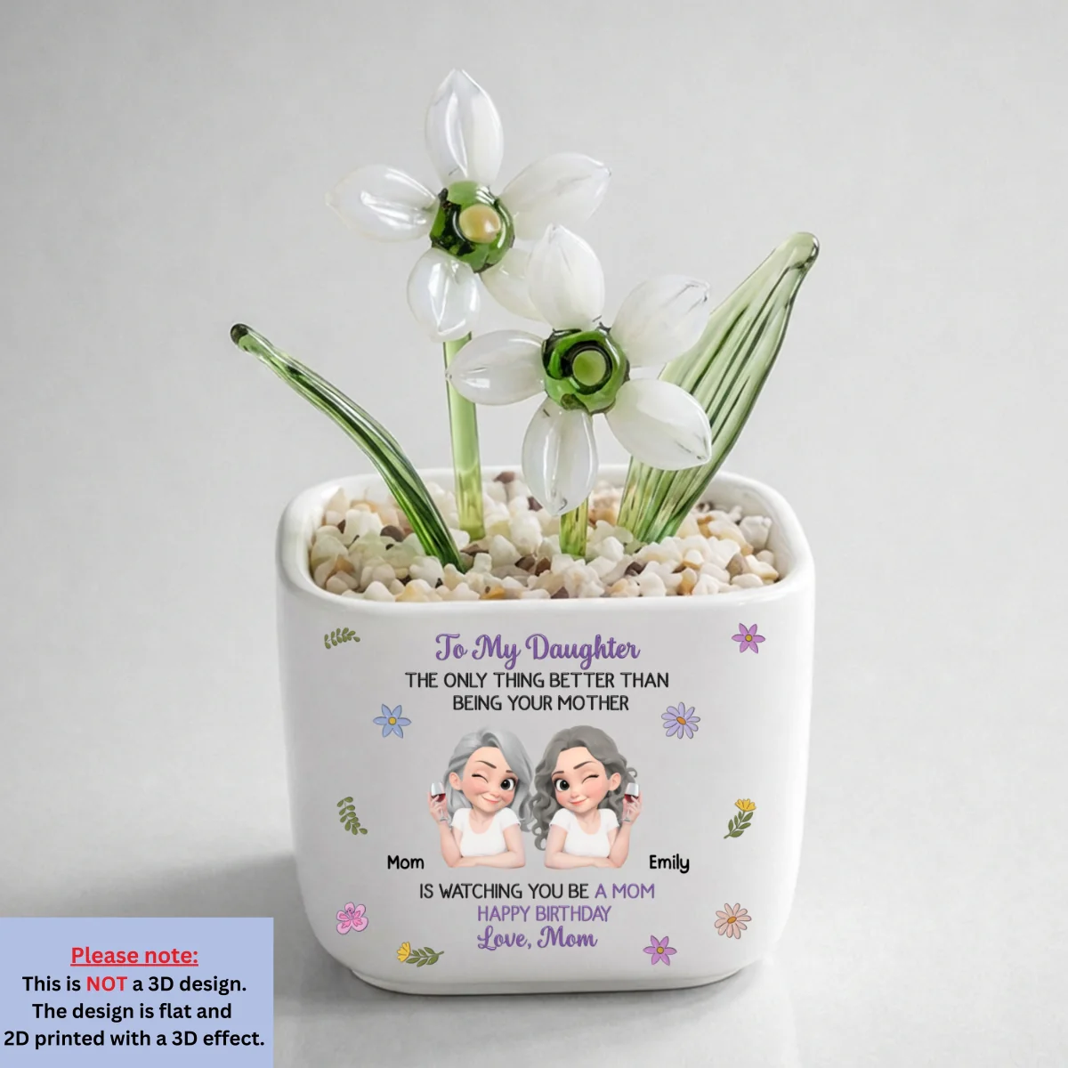 Linked Together Cartoon - Personalized Custom Glass Birth Month Flower - Image 20