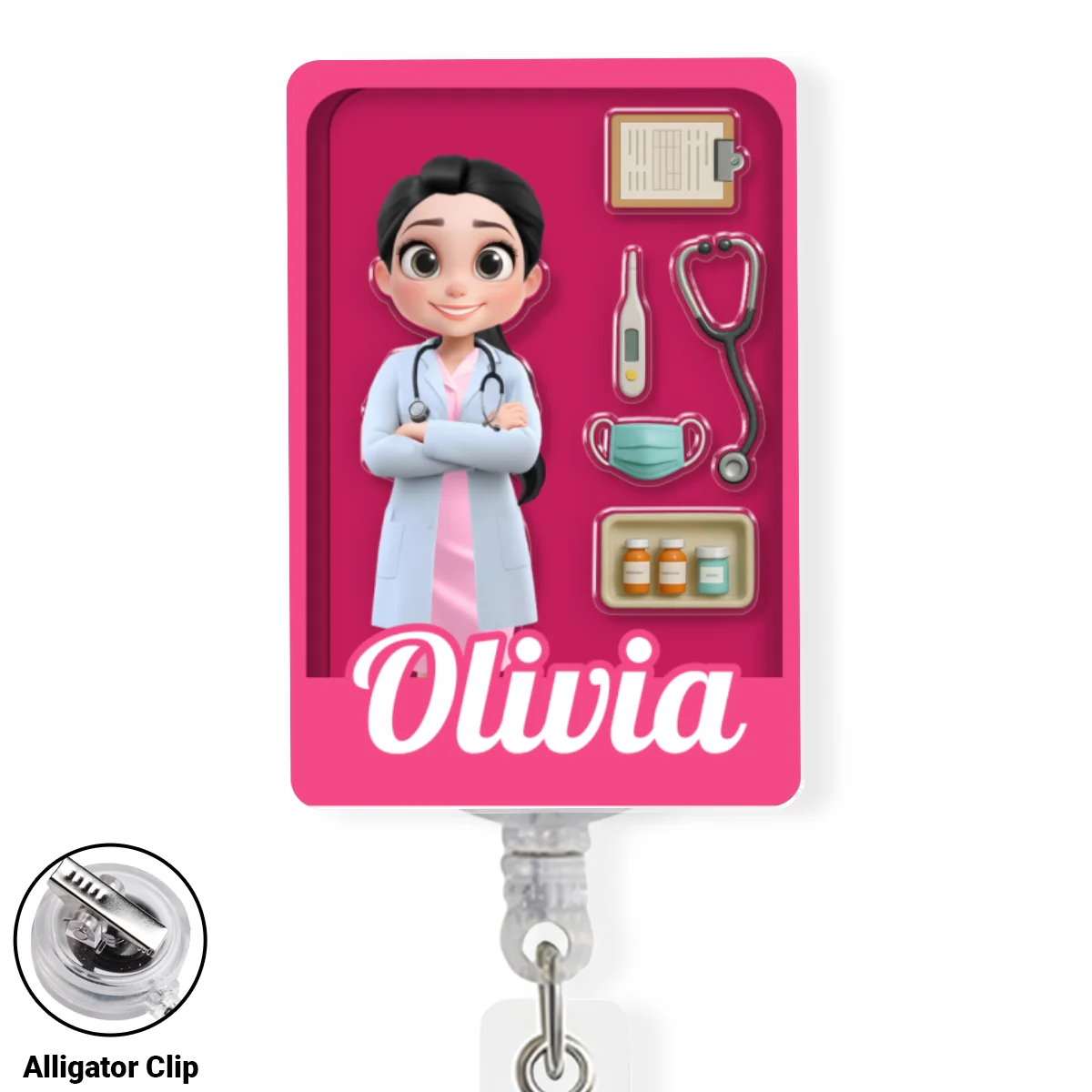 Little Nurse Hero - Personalized Custom Acrylic Badge Reel - Image 7