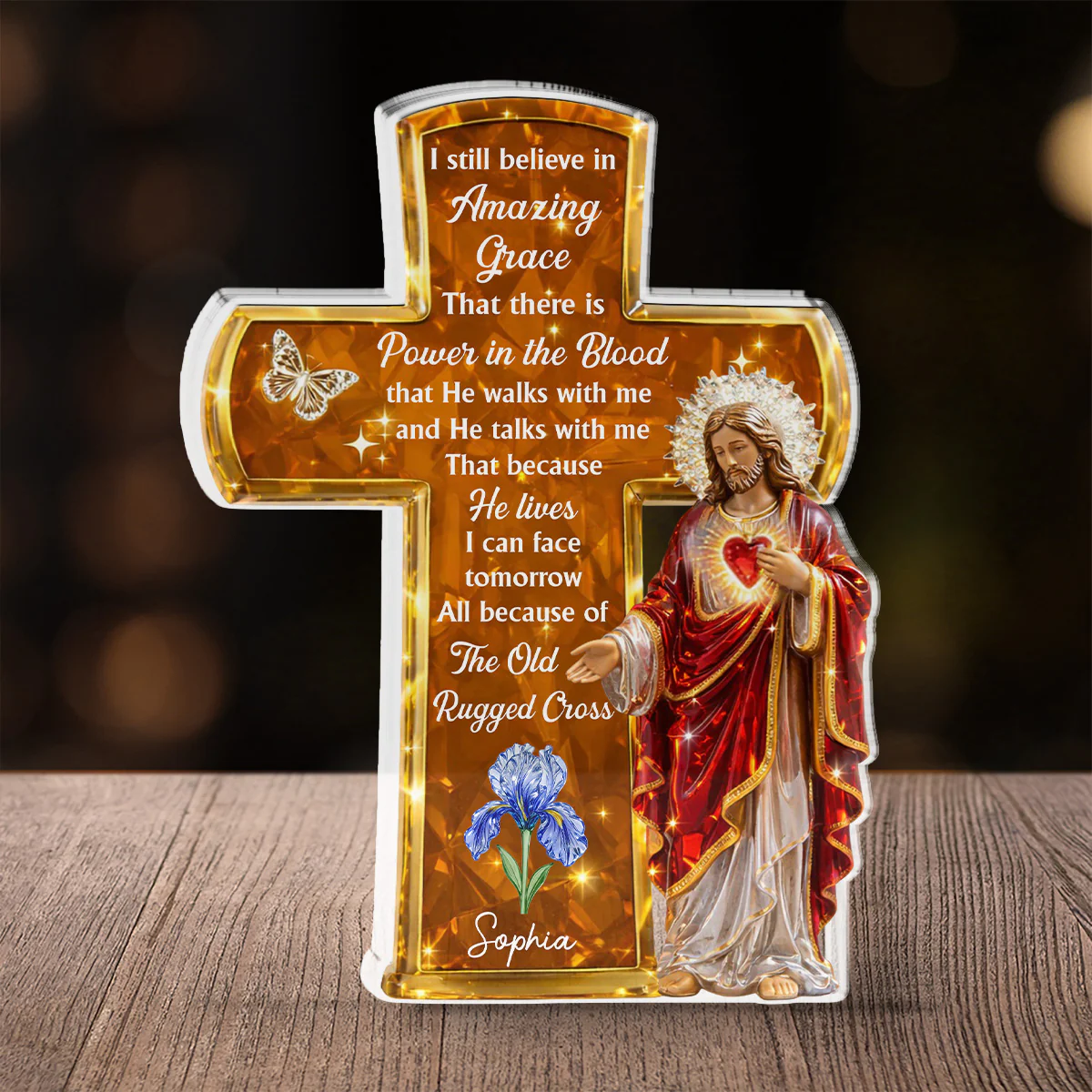 Living By Faith Jesus - Personalized Custom Acrylic Plaque - Image 4