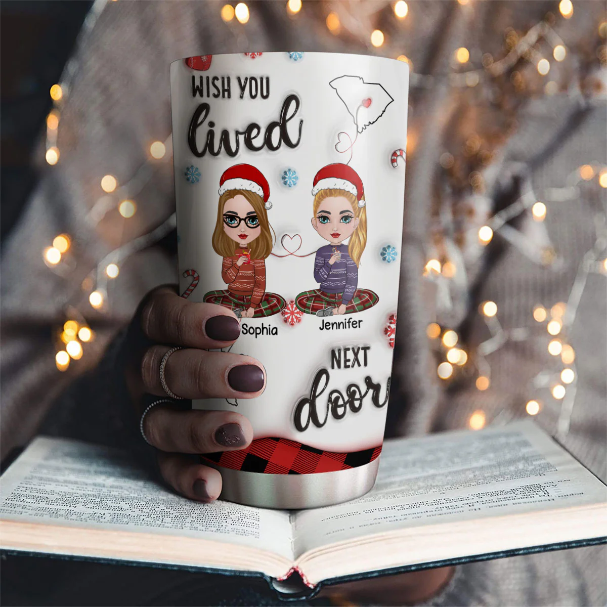 Long Distance Besties - Personalized Custom 3D Inflated Effect Tumbler - Image 2