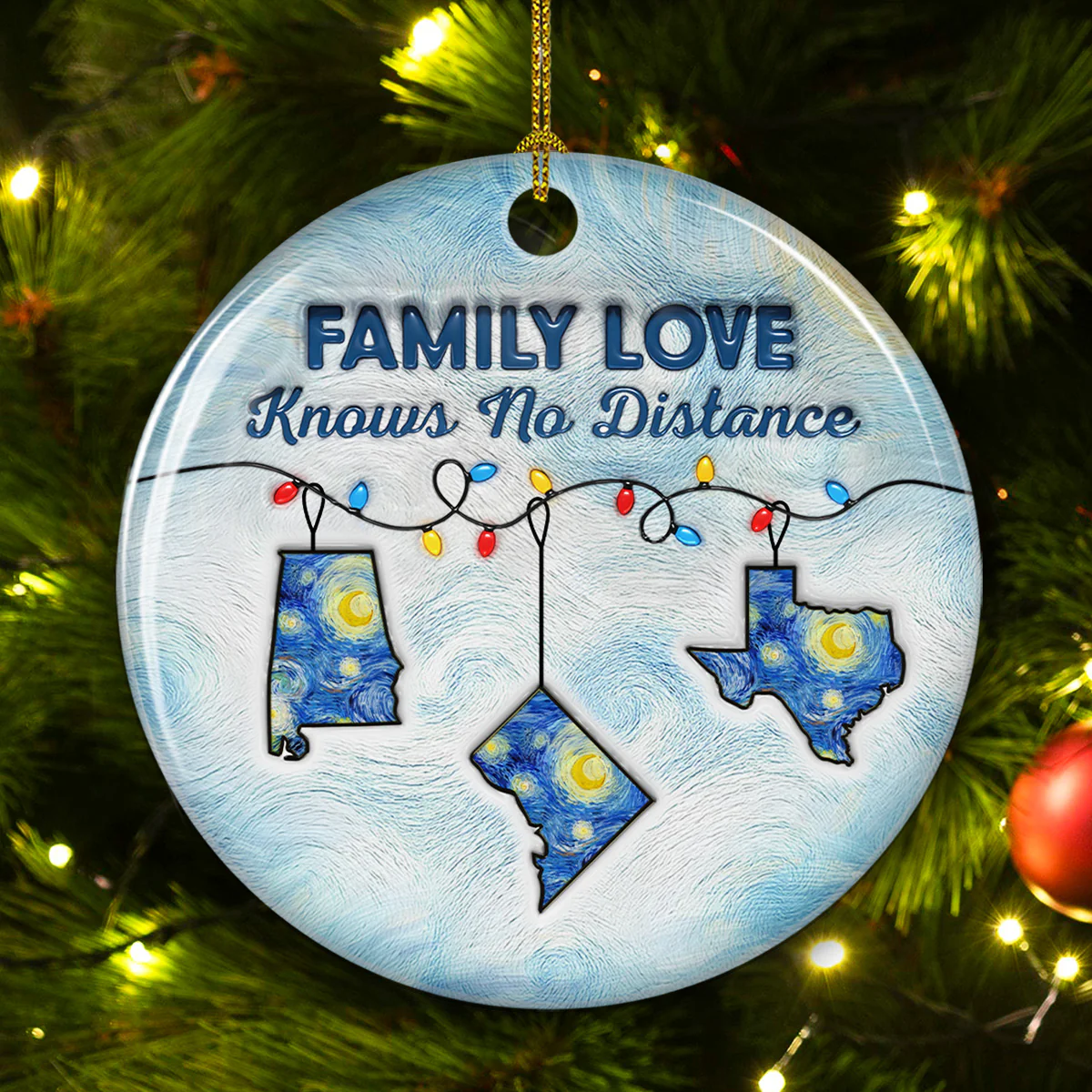 Long Distance - Personalized Custom 3D Inflated Effect Ceramic Ornament