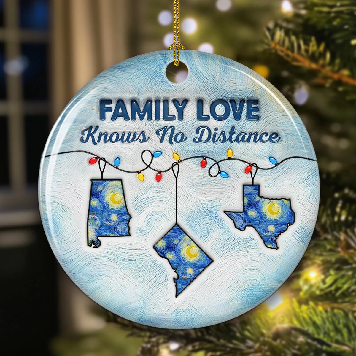 Long Distance - Personalized Custom 3D Inflated Effect Ceramic Ornament - Image 2
