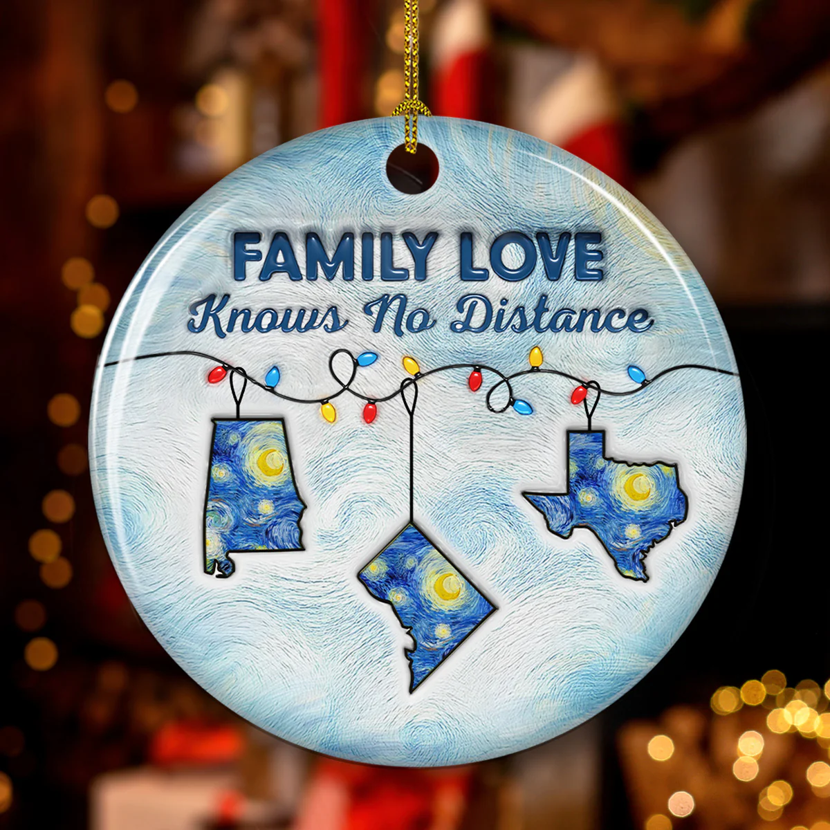 Long Distance - Personalized Custom 3D Inflated Effect Ceramic Ornament - Image 3