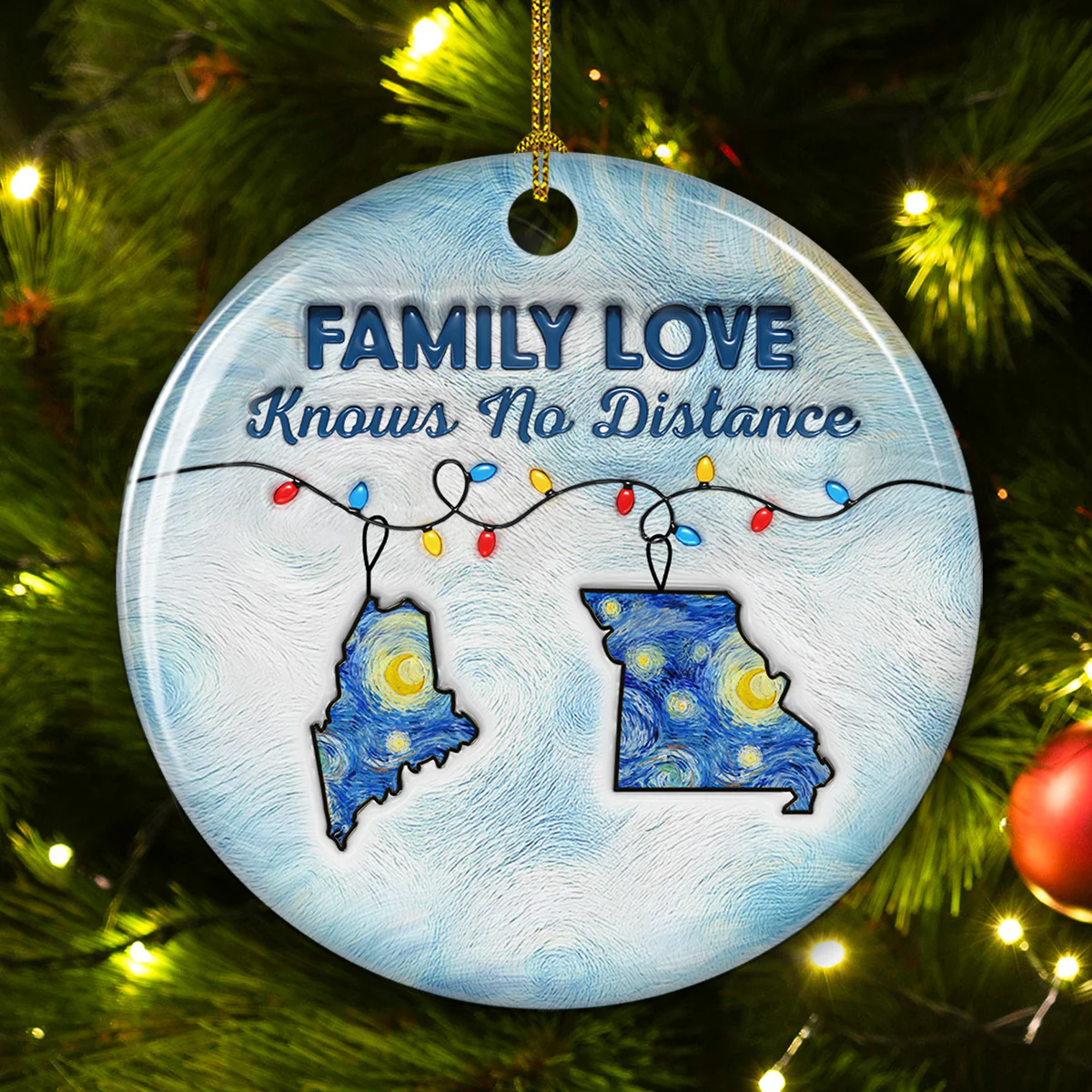 Long Distance - Personalized Custom 3D Inflated Effect Ceramic Ornament - Image 4